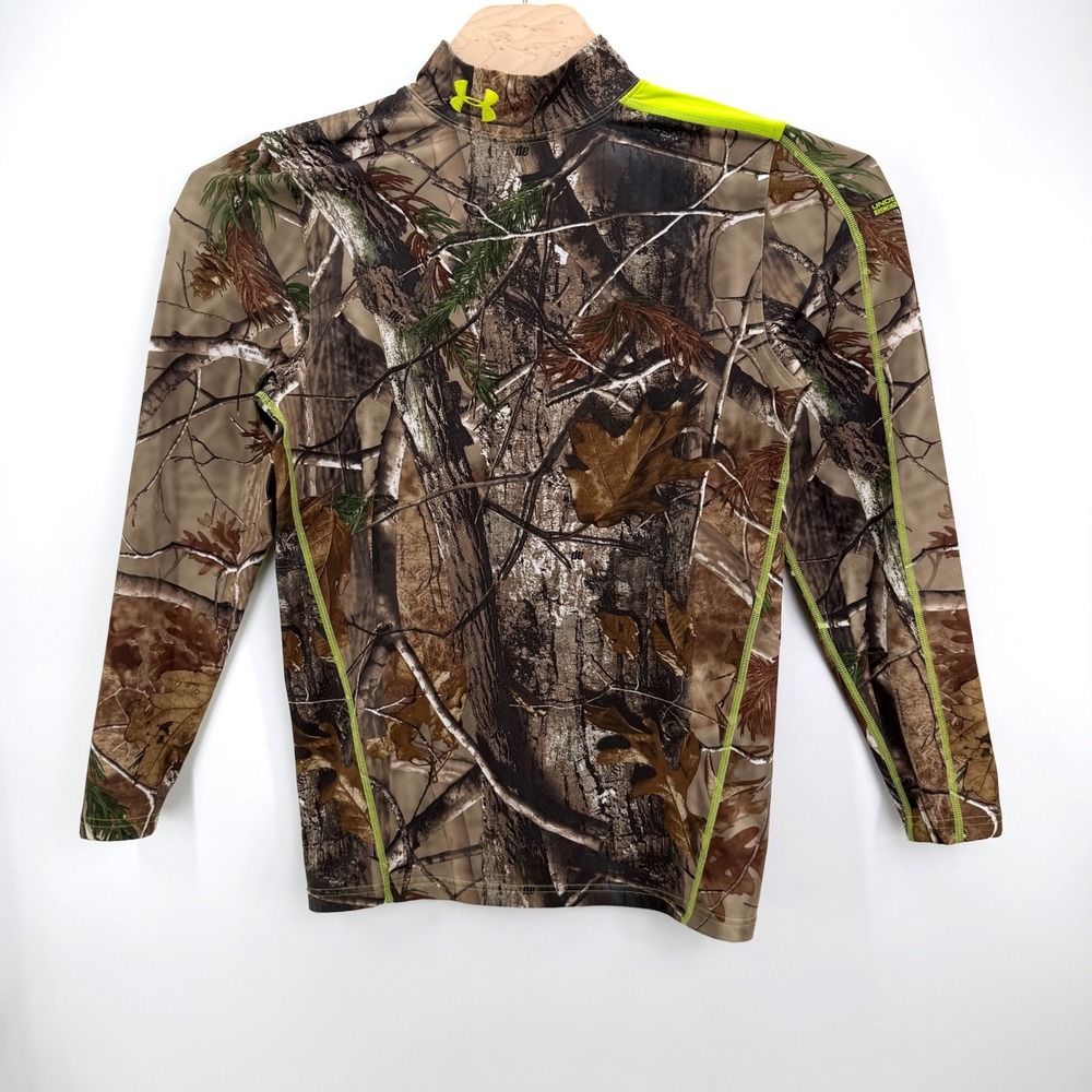 Under Armour ColdGear Mens L Camo Compression Shirt Scent Control Realtree Neon‎